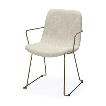 GFANCY FIXTURES Cream Fabric Wrap with Brown Wooden Base Dining Chair GF3090648